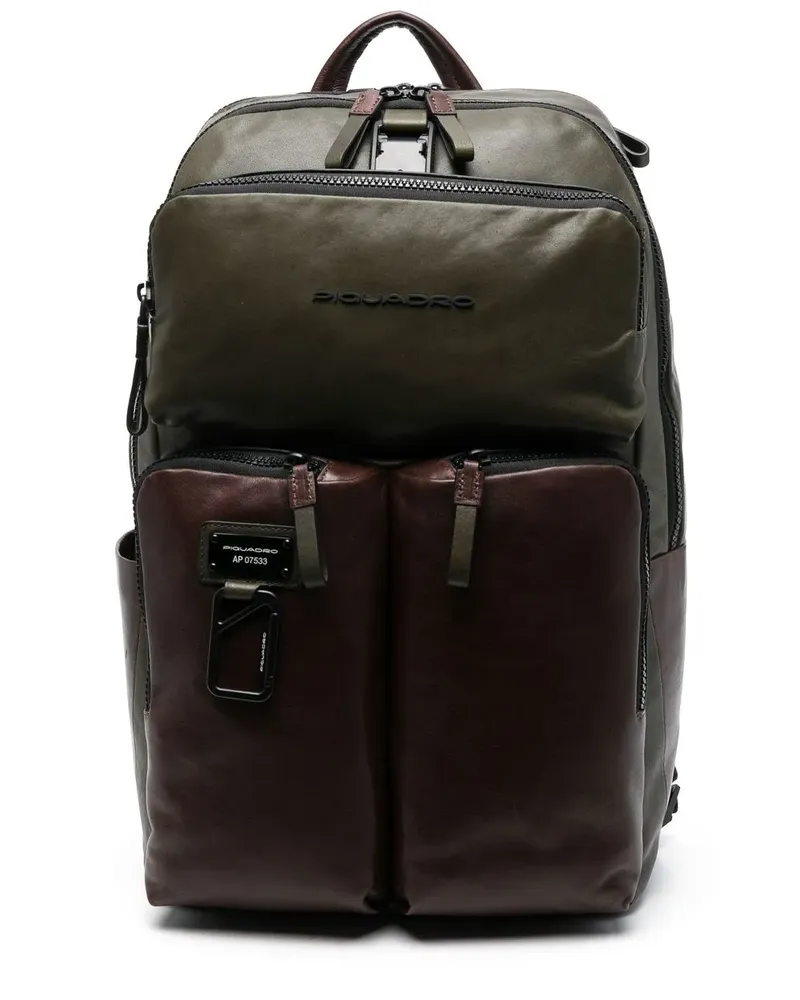 Piquadro Rucksack mit Logo-Schild - Grün Grün