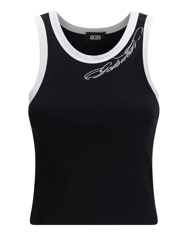 GCDS contrast-trim tattoo tank top - Schwarz Schwarz
