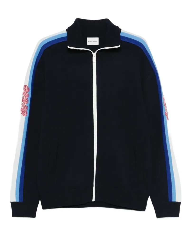 Drôle de Monsieur Gestreifter Pullover mit Reißverschluss - Blau Blau