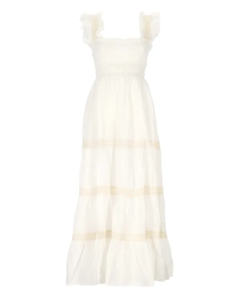 RIXO Gesmoktes Midikleid - Weiß Weiß