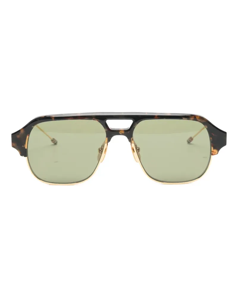 Thom Browne tortoiseshell-effect geometric-frame sunglasses - Braun Braun