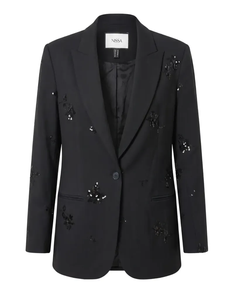 NISSA Blazer mit Pailletten und Blumenapplikation - Schwarz Schwarz
