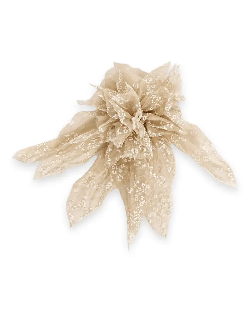 Alberta Ferretti Seiden-Brosche mit floralem Print - Nude Nude