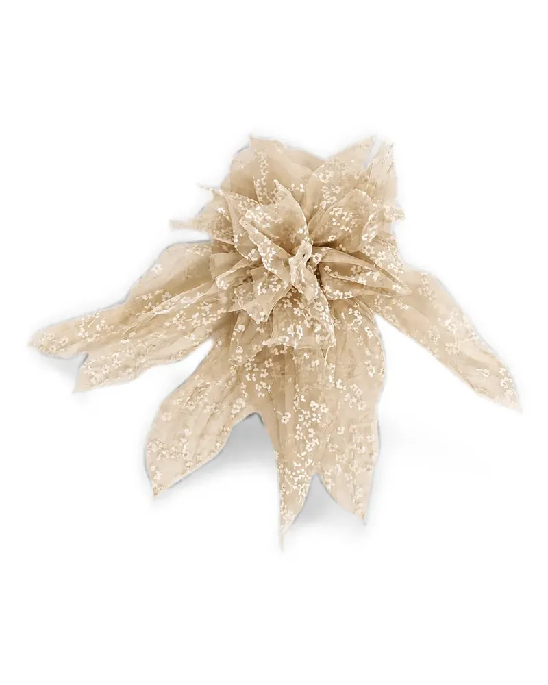 Alberta Ferretti floral-print silk brooch - Nude Nude