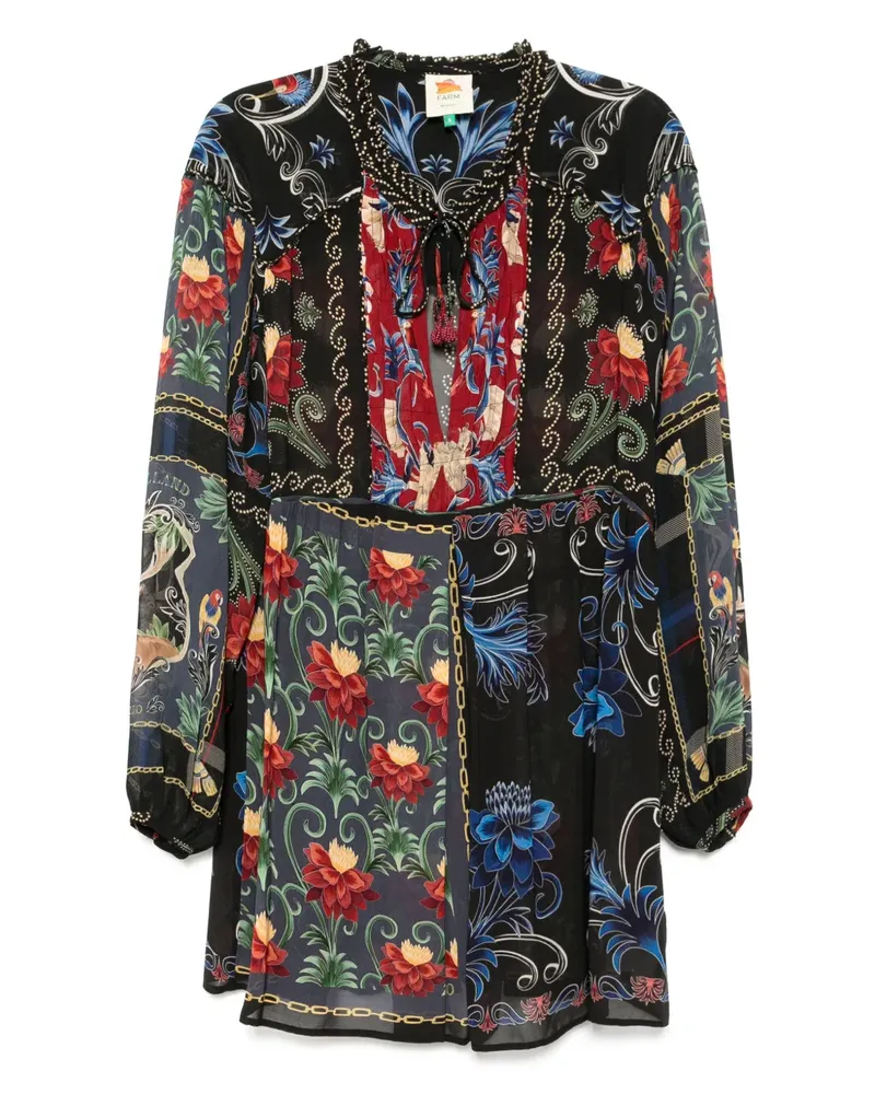 FARM Rio Arabesque Kleid - Schwarz Schwarz