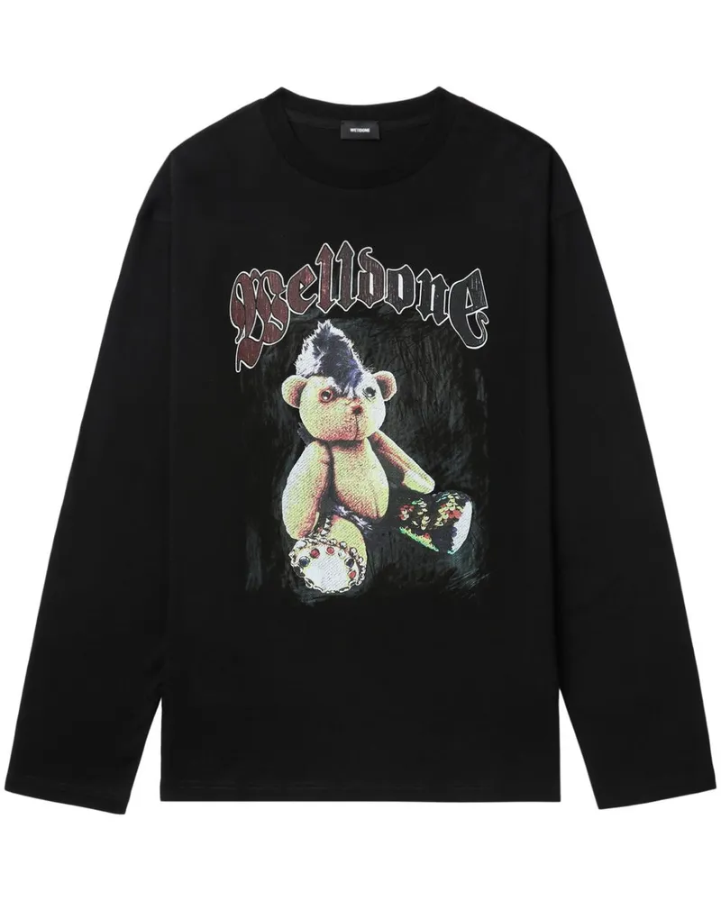 WE 11 DONE Punk Teddy T-Shirt - Schwarz Schwarz