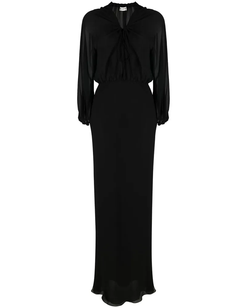 Saint Laurent Maxikleid mit transparenten Einsätzen - Schwarz Schwarz