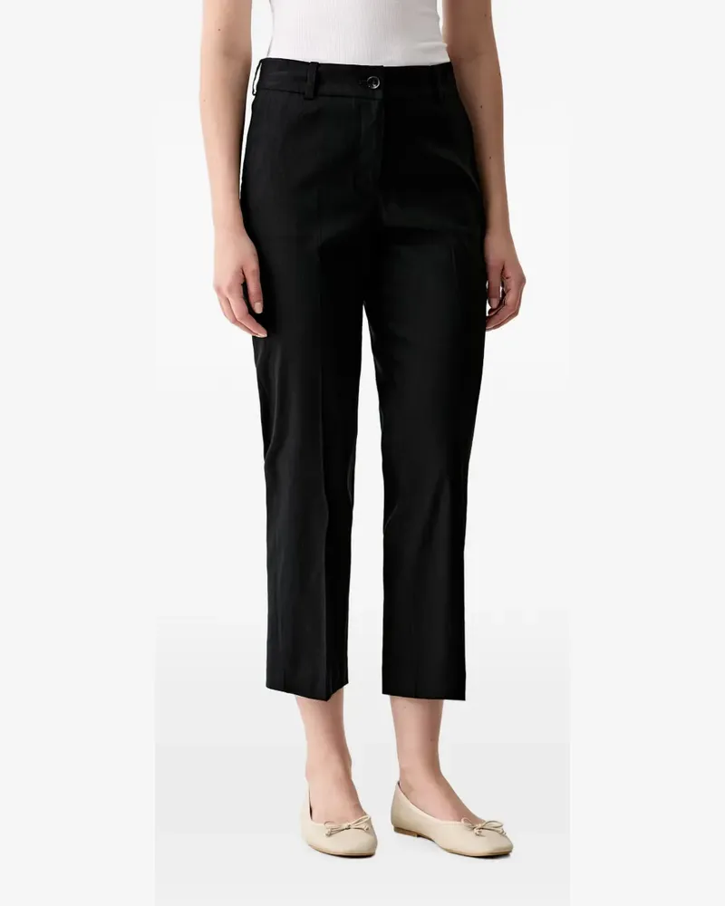 Sisley Cropped-Hose mit geradem Bein - Schwarz Schwarz