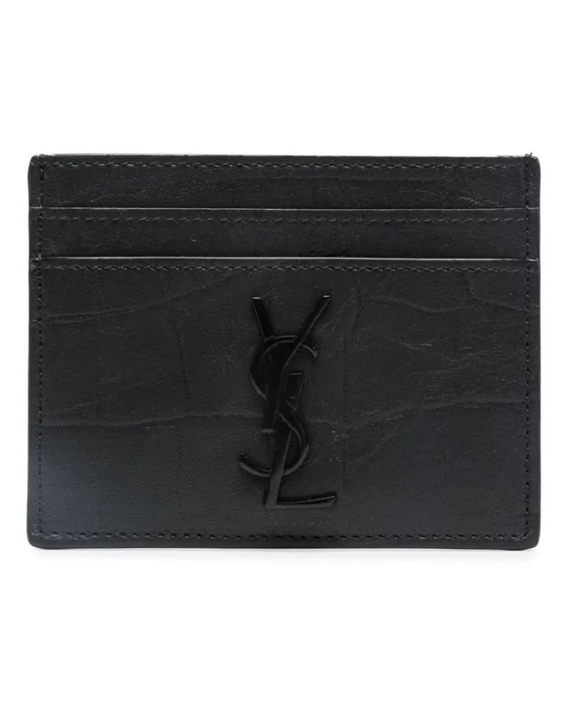 Saint Laurent Kartenetui mit Kroko-Prägung - Schwarz Schwarz