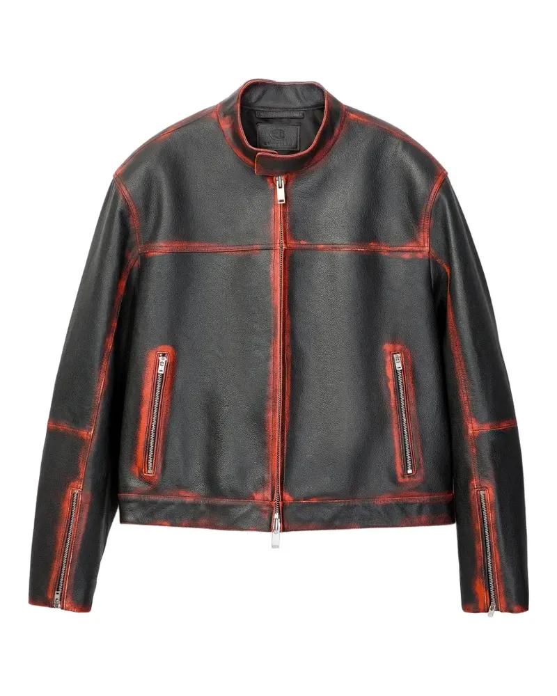 Camper Lederjacke aus weichem Leder - Schwarz Schwarz