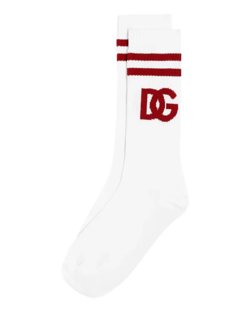 Dolce & Gabbana Socken aus Jacquard mit DG Logo - Weiß Weiß
