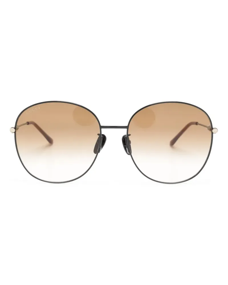 Gucci Sonnenbrille mit rundem Gestell - Schwarz Schwarz