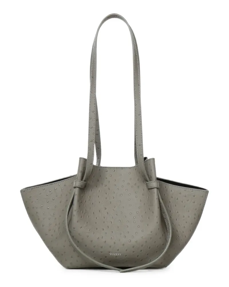 YUZEFI Mochi Schultertasche mit Straußeneffekt - Grau Grau