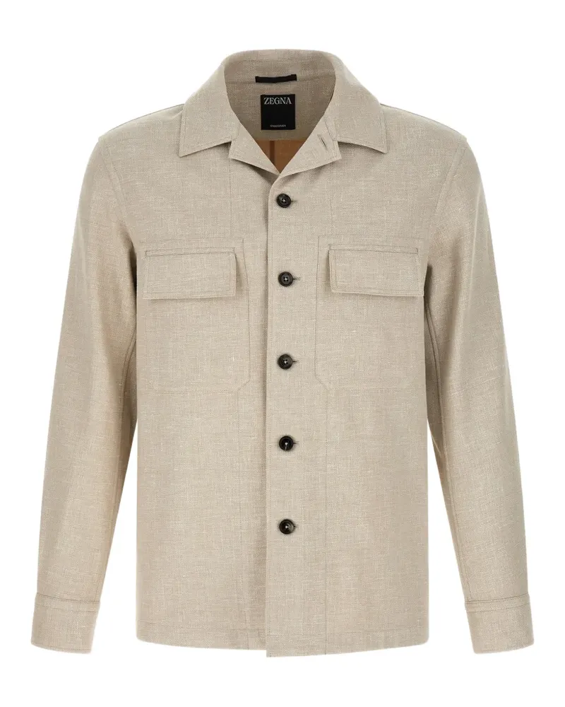 Ermenegildo Zegna Crossover patch-detail overshirt - Nude Nude