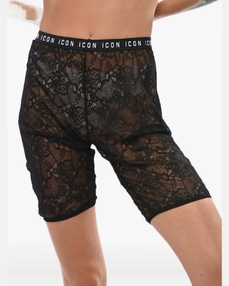 Dsquared2 Icon logo lace shorts - Schwarz Schwarz