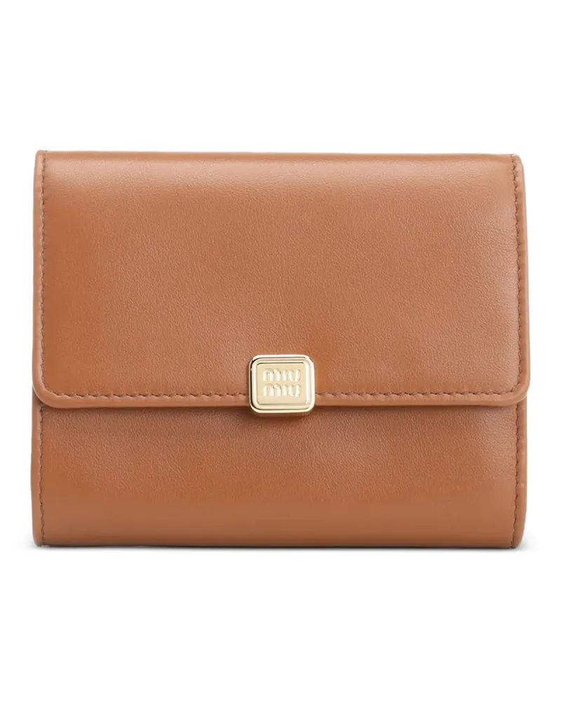 Miu Miu logo-plaque leather wallet - Nude Nude