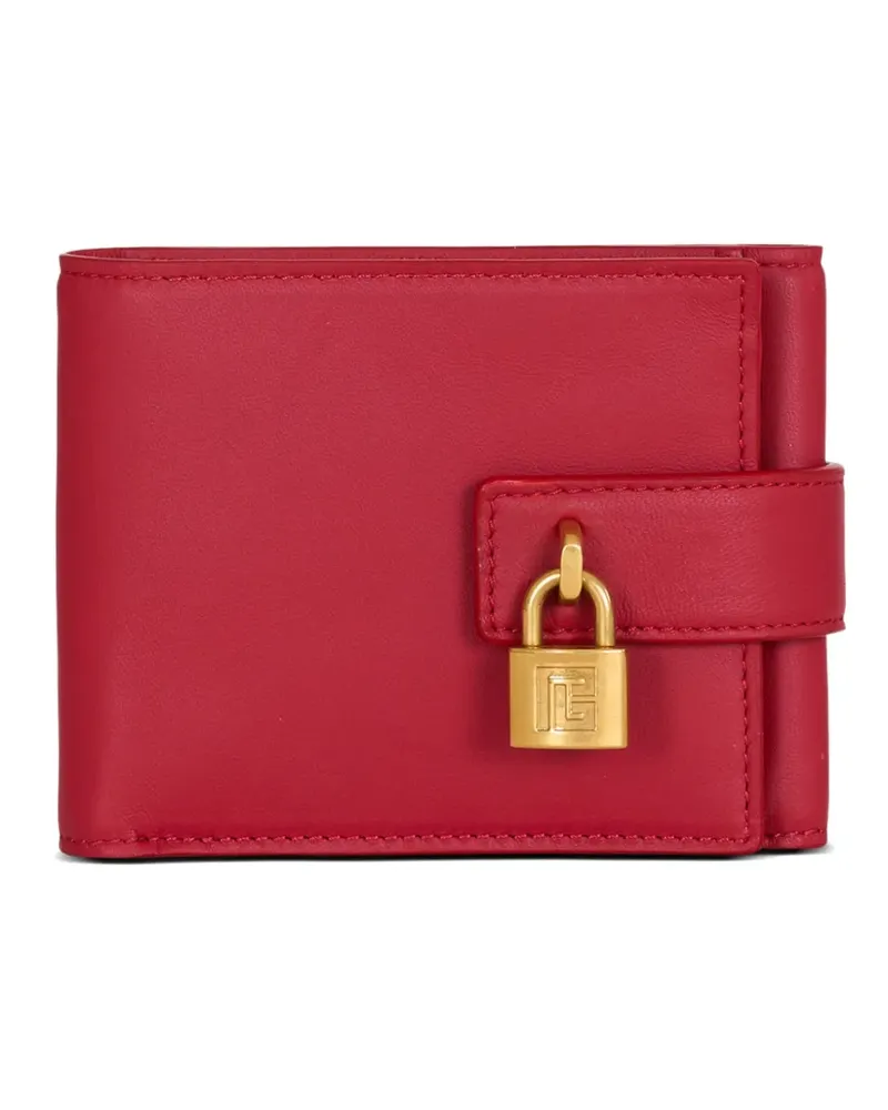 Balmain Glatte Pulse Lederbrieftasche - Rot Rot