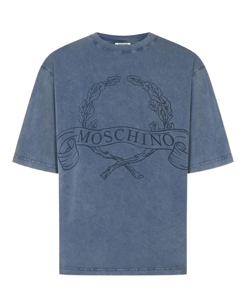 Moschino Besticktes T-Shirt mit Lorbeerkranz - Blau Blau