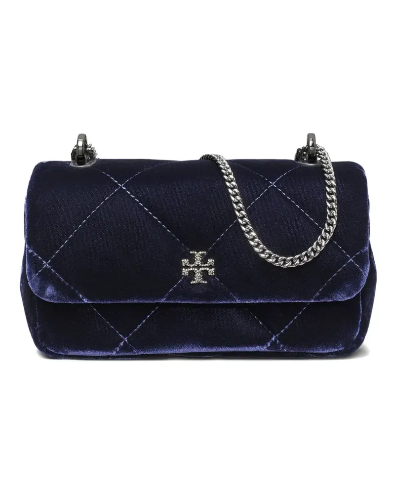 Tory Burch mini Kira diamond-quilted velvet cross body bag - Blau Blau