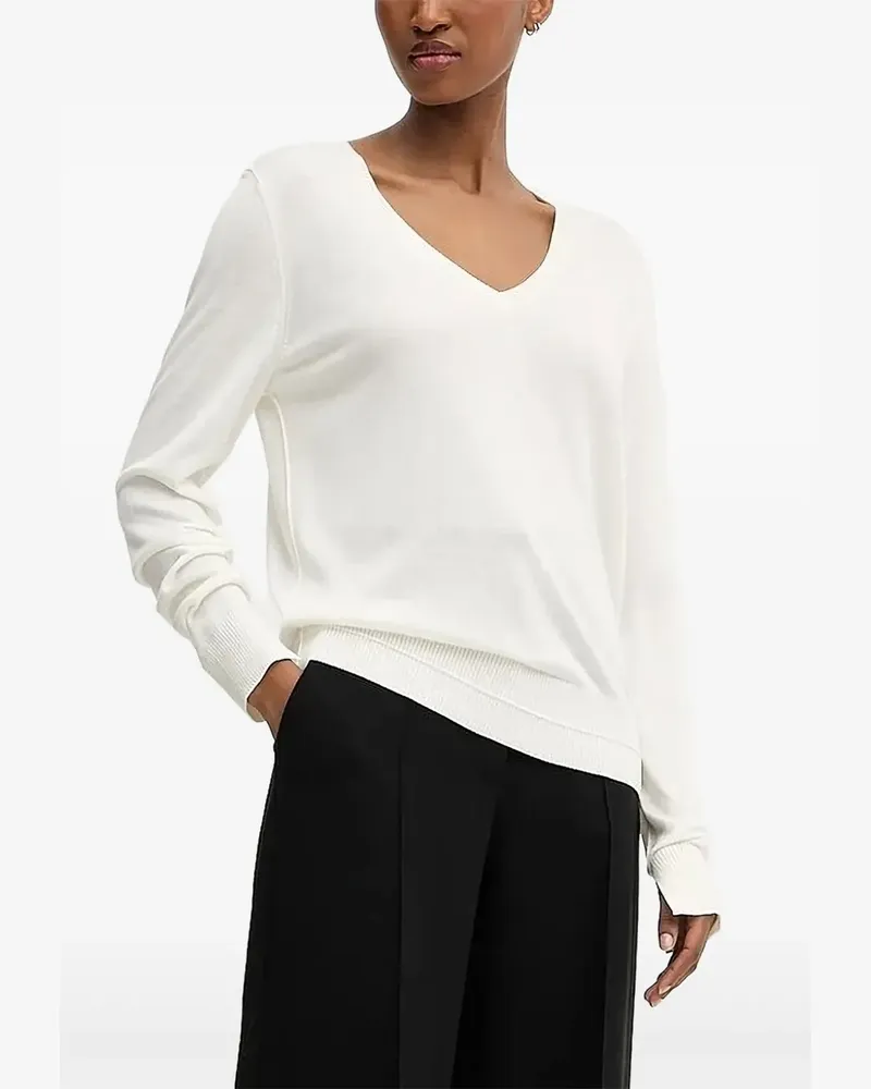 HUGO BOSS Pullover mit V-Ausschnitt - Weiß Weiß