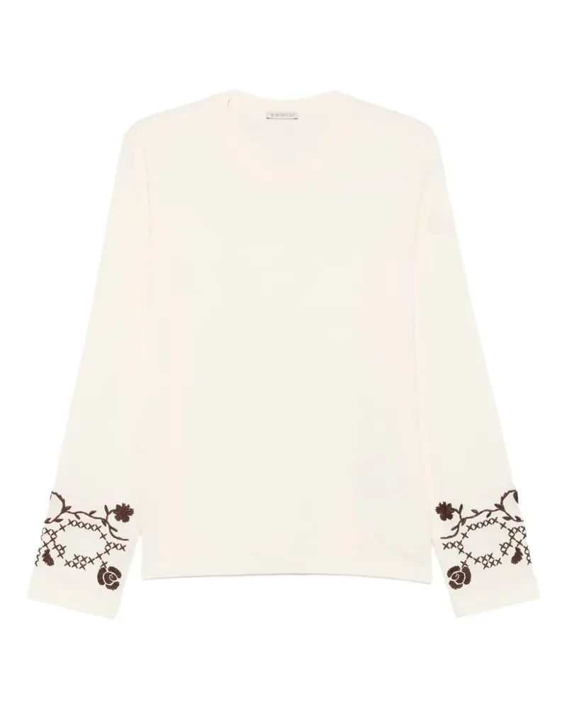 Moncler embroidered long-sleeve T-shirt - Nude Nude