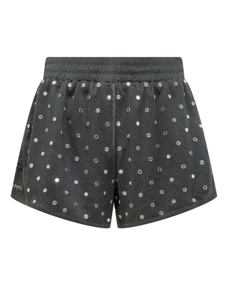 Pinko Mesh-Shorts mit Strass - Schwarz Schwarz