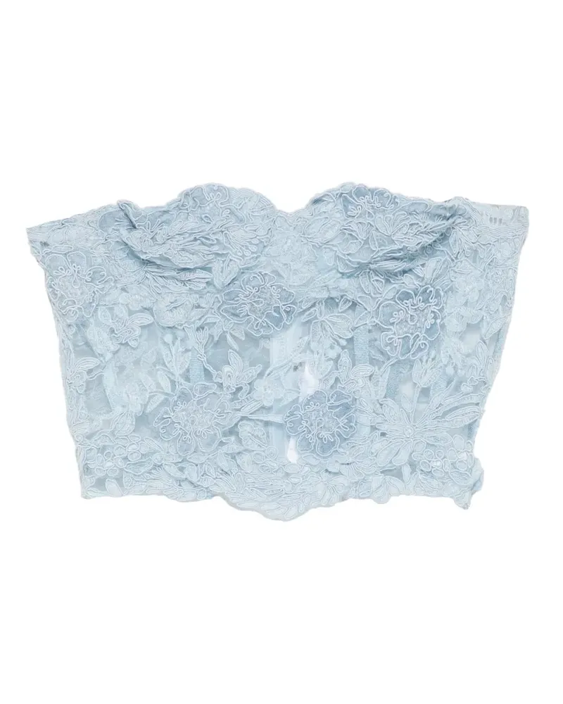 Ermanno Scervino floral-lace strapless top - Blau Blau