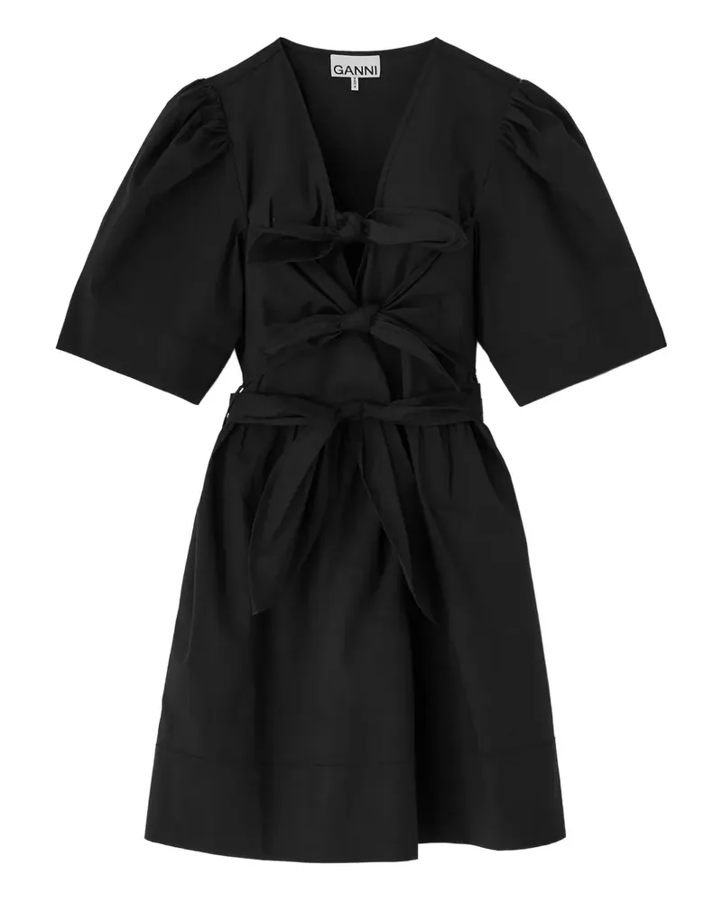 Ganni Minikleid mit Schleife - Schwarz Schwarz