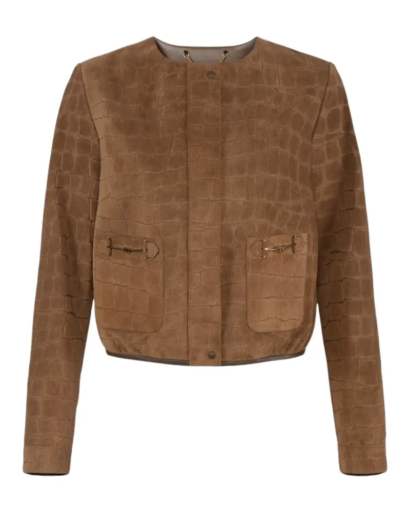 Elisabetta Franchi Jacke aus Wildleder mit Alligator-Print - Braun Braun