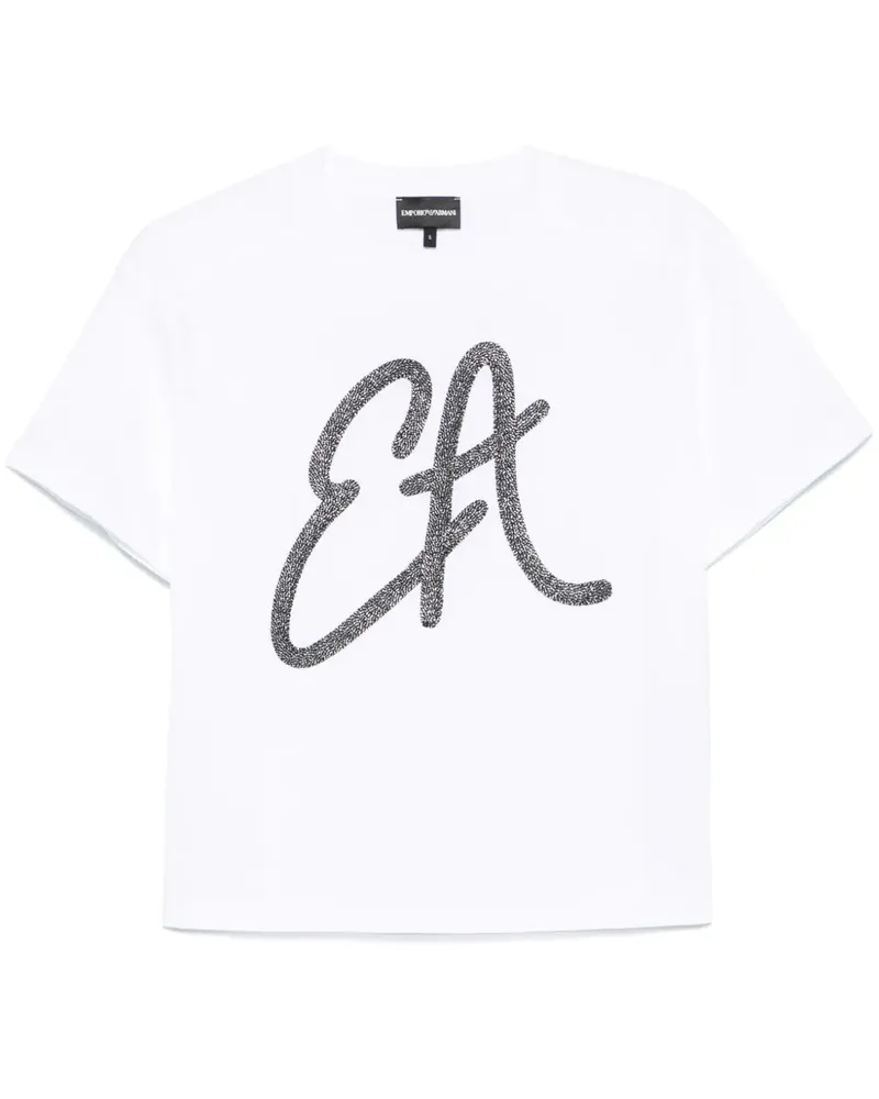 Emporio Armani T-Shirt mit Lurex-Logo - Weiß Weiß