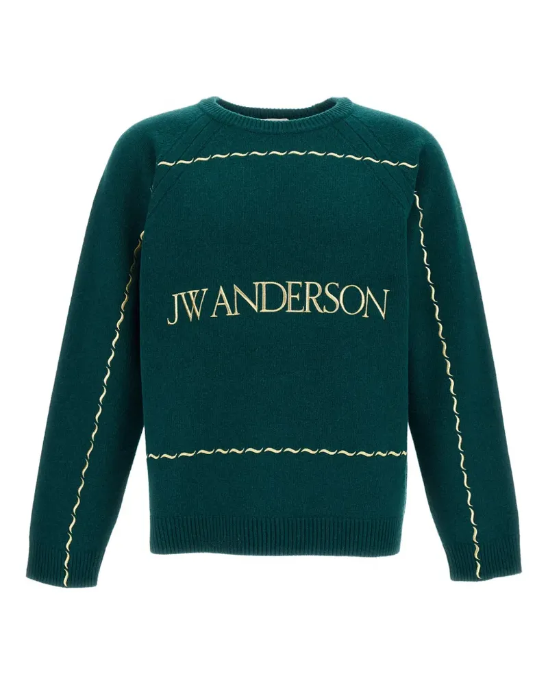 J.W.Anderson logo-embroidered wavy-stitch knit - Grün Grün