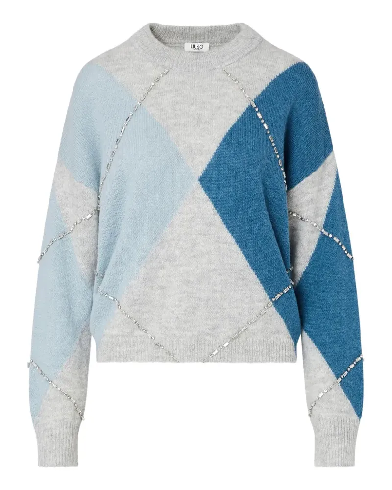 Liu Jo argyle crystal-embellished sweater - Grau Grau