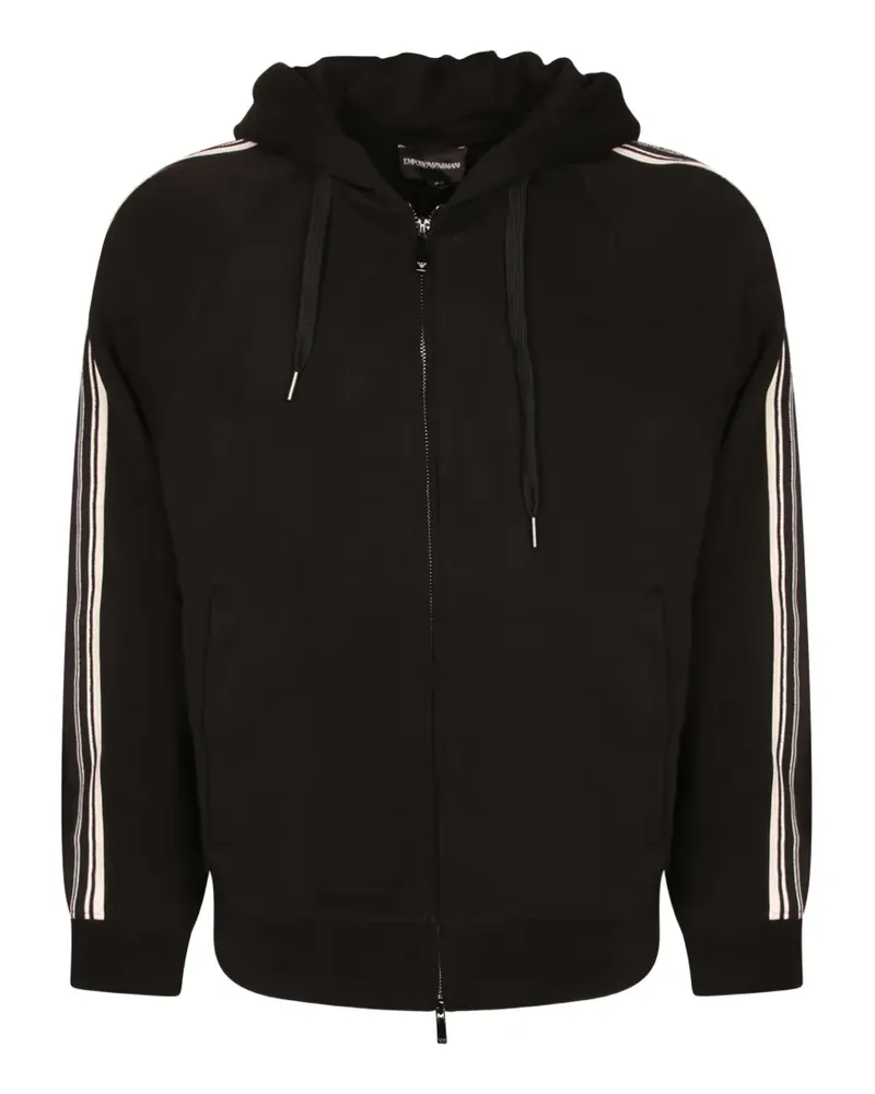Emporio Armani Kapuzenjacke mit Streifendetail - Schwarz Schwarz