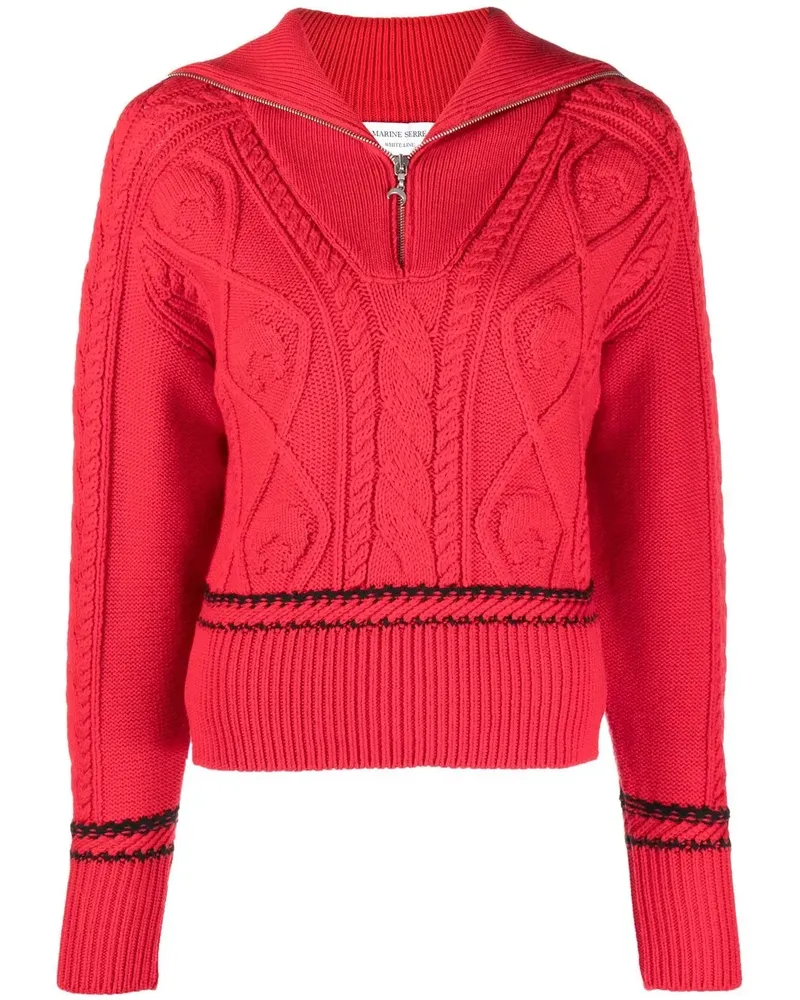 Marine Serre Pullover mit Zopfmuster - Rot Rot