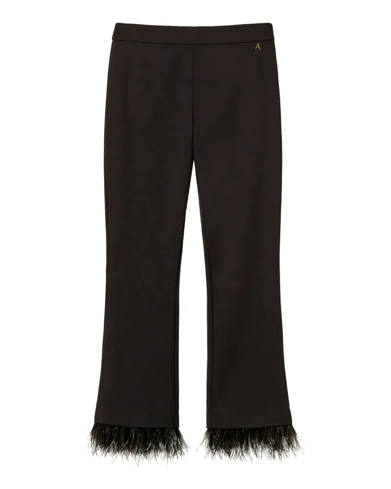 Twin-Set Ausgestellte Hose mit Federn - Schwarz Schwarz
