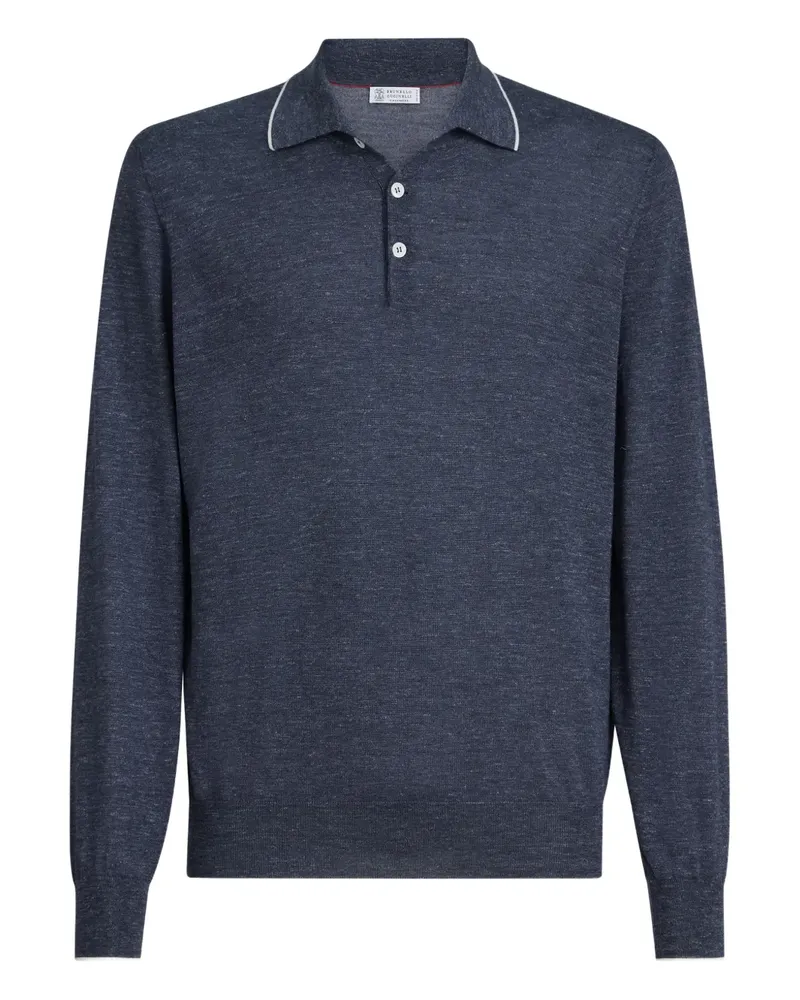 Brunello Cucinelli Langärmeliges Poloshirt - Blau Blau