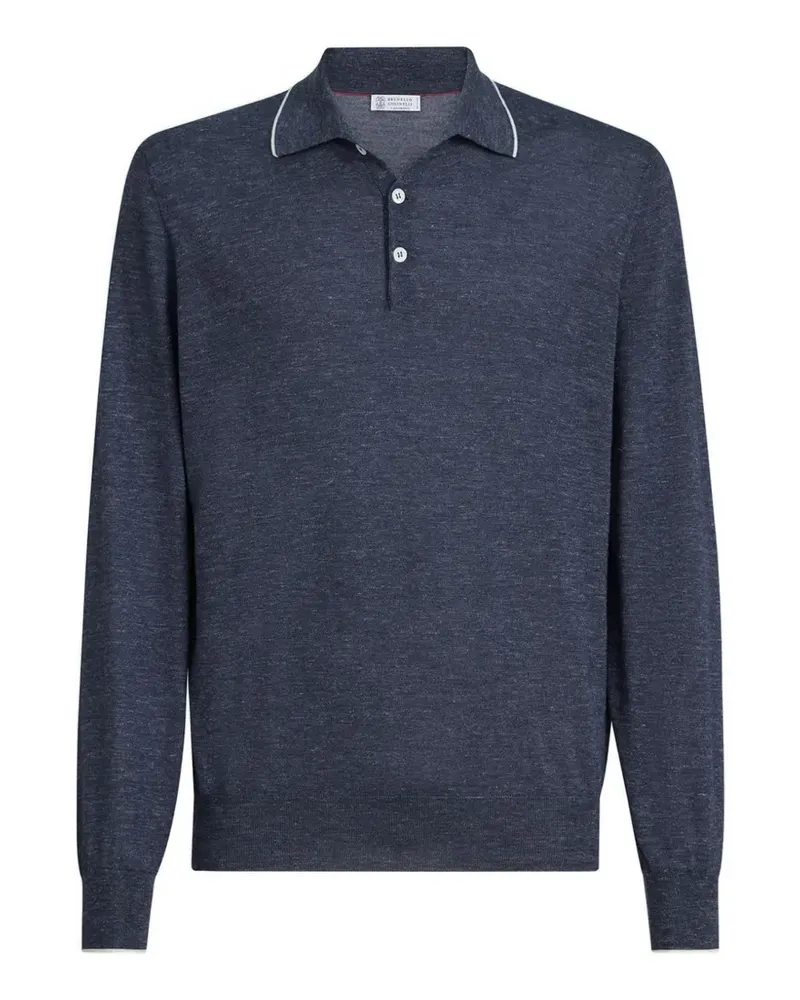 Brunello Cucinelli Langärmeliges Poloshirt - Blau Blau