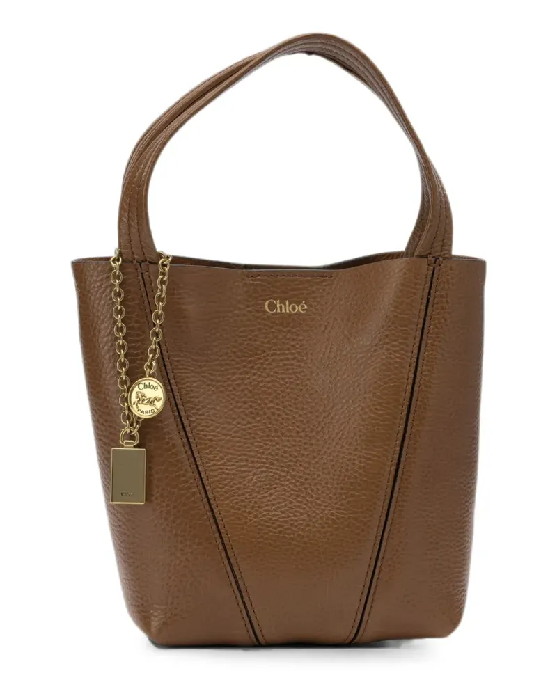 Chloé Spin logo-print grained leather tote bag - Braun Braun