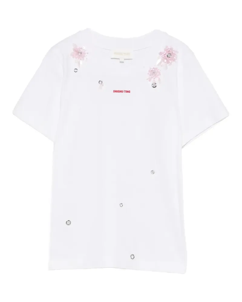SHUSHU/TONG floral appliqué T-shirt - Weiß Weiß