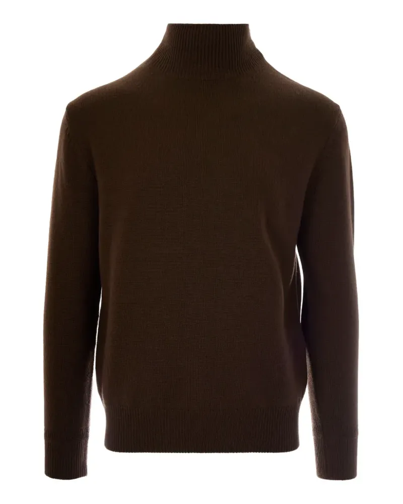 Paolo Pecora Milano Pullover mit geripptem Saum - Braun Braun