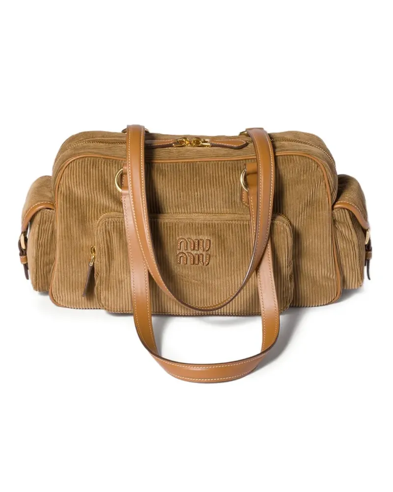 Miu Miu Schultertasche aus Cord - Braun Braun