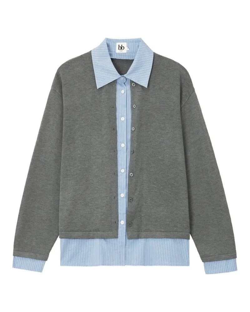 b+ab layered striped-trim cardigan - Grau Grau