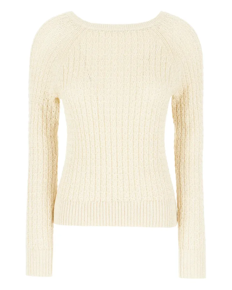Ballantyne Zopfmuster-Pullover mit Raglanärmeln - Weiß Weiß