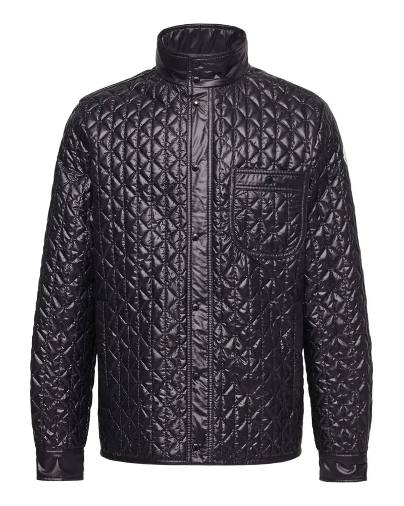 Moncler Gesteppte Jacke mit Logo-Patch - Blau Blau