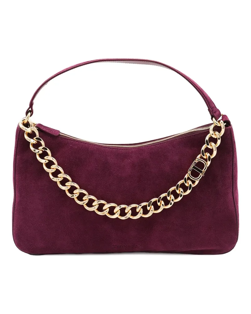 Twin-Set Schultertasche aus Wildleder mit Kettenverzierung - Rot Rot