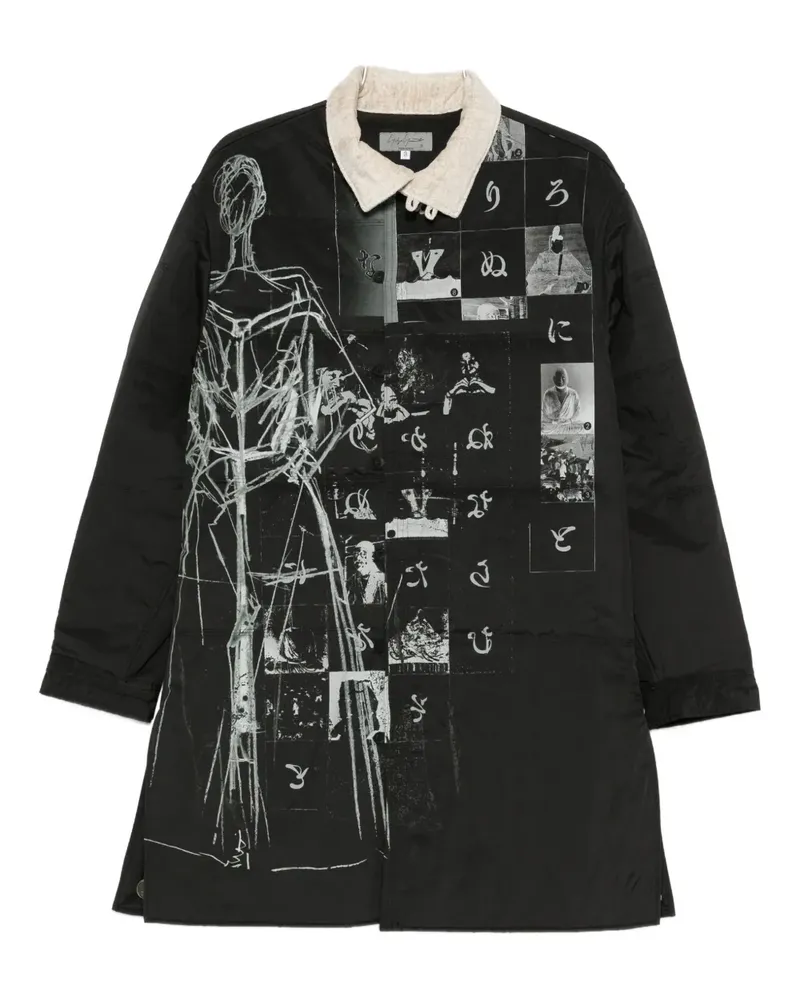 Yohji Yamamoto Mantel mit Print - Schwarz Schwarz