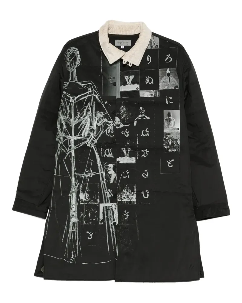 Yohji Yamamoto Mantel mit Print - Schwarz Schwarz
