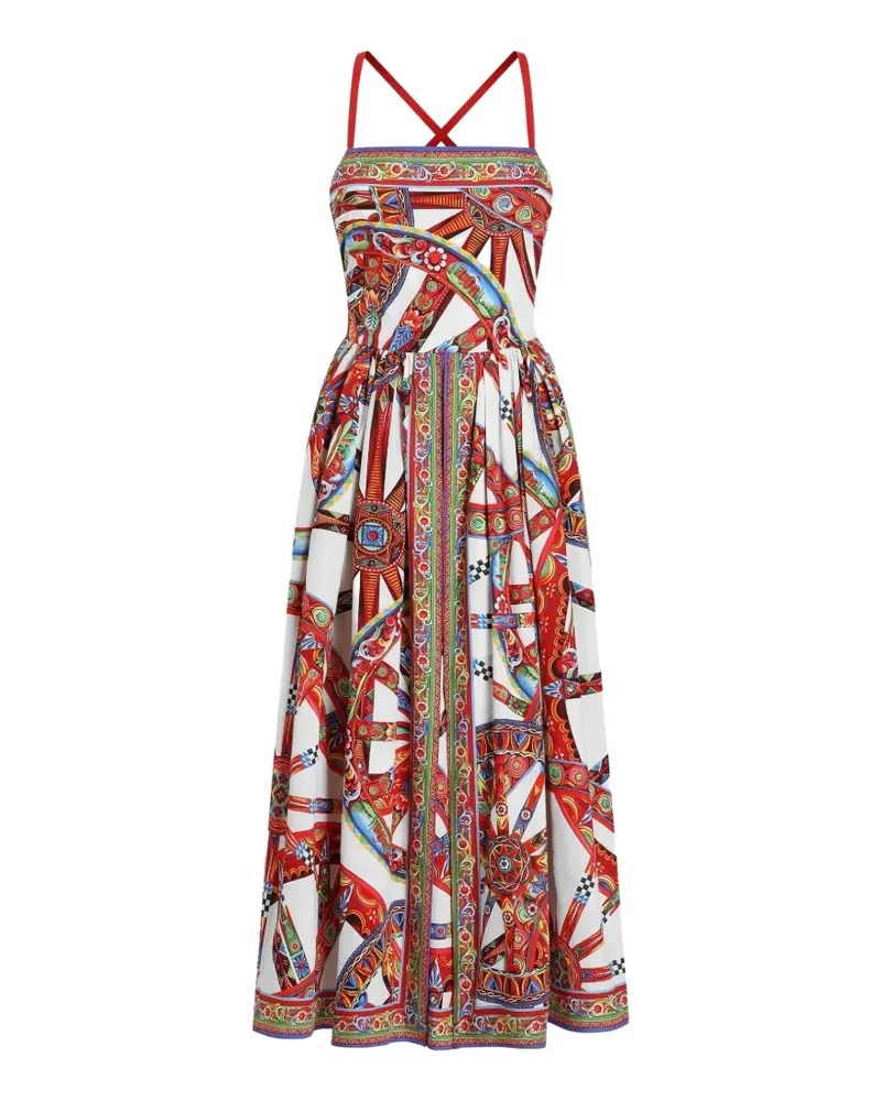 Dolce & Gabbana Kurzes Kleid mit Carretto-Print - Weiß Weiß