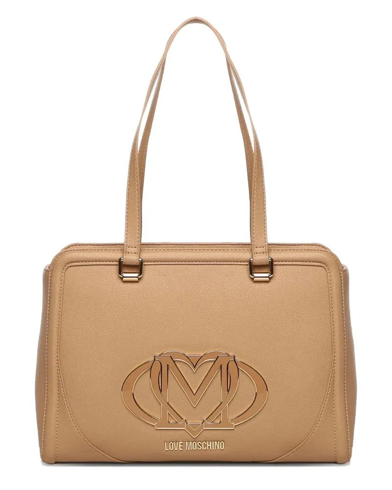 Moschino Shopper mit Logo-Schild - Nude Nude