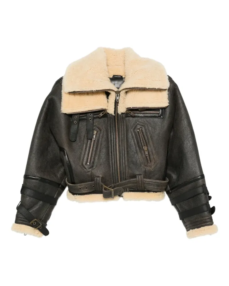 R13 Jacke mit Shearling-Kragen - Schwarz Schwarz
